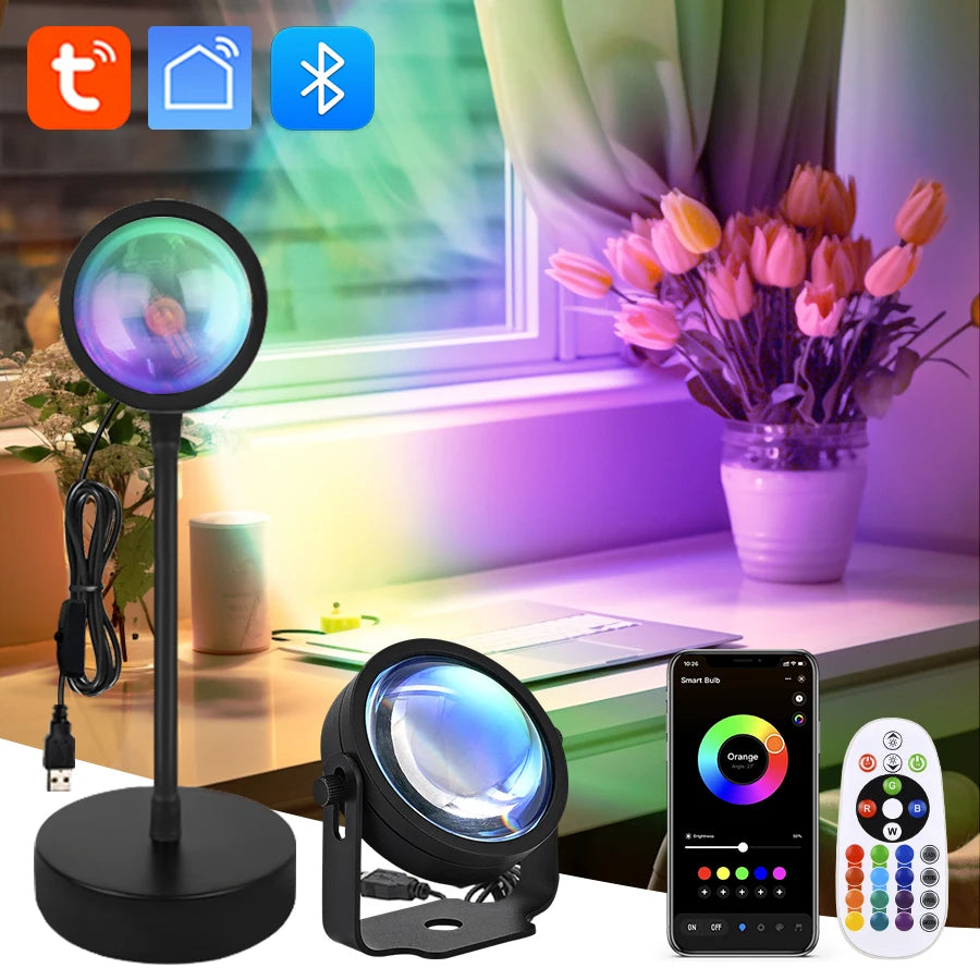 Sunset Photography Led Fill Light Tuya Smart Life App Remote Control Sunset Projector Night Light RGB Atmosphere Wall Spotlight