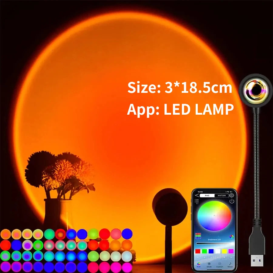 Sunset Photography Led Fill Light Tuya Smart Life App Remote Control Sunset Projector Night Light RGB Atmosphere Wall Spotlight