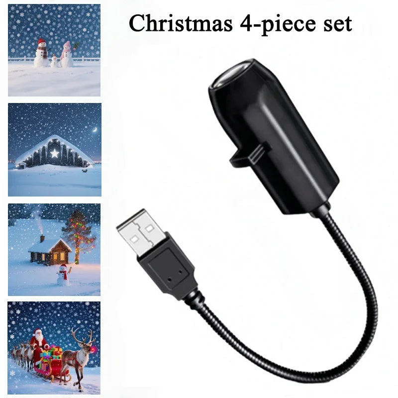 Halloween Projector USB 360 Degree Rotating LED Skull Projector Lamp Halloween Decoration for Bedroom Ceiling Room Wall Decor